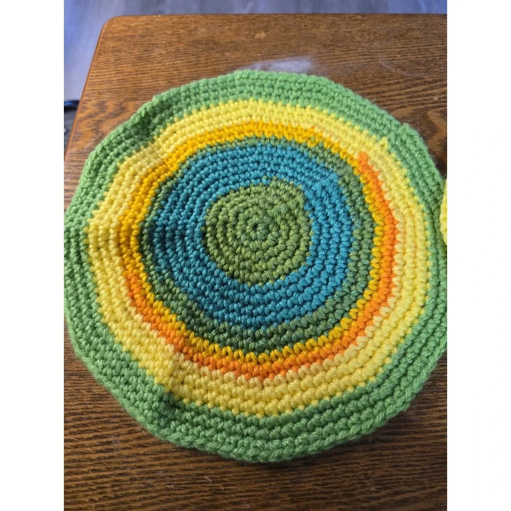 Hand Crocheted Diameter Round  Table Art Doily‎  Lot Of 2